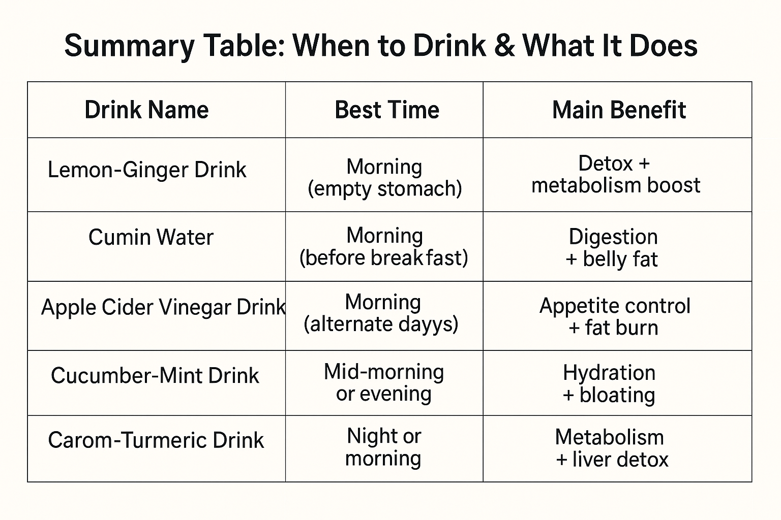 Summary Table